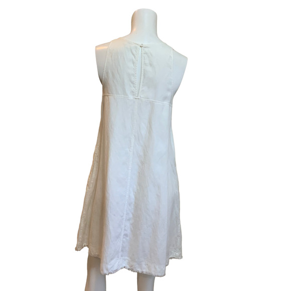Wilfred White Linen Blend Trapeze Dress with Raw Hem Sleeveless sz S - Picture 5 of 9